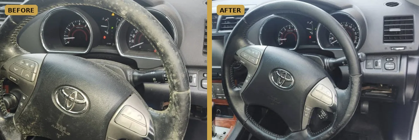 Interior detail before and after on a family car in Pakenham
