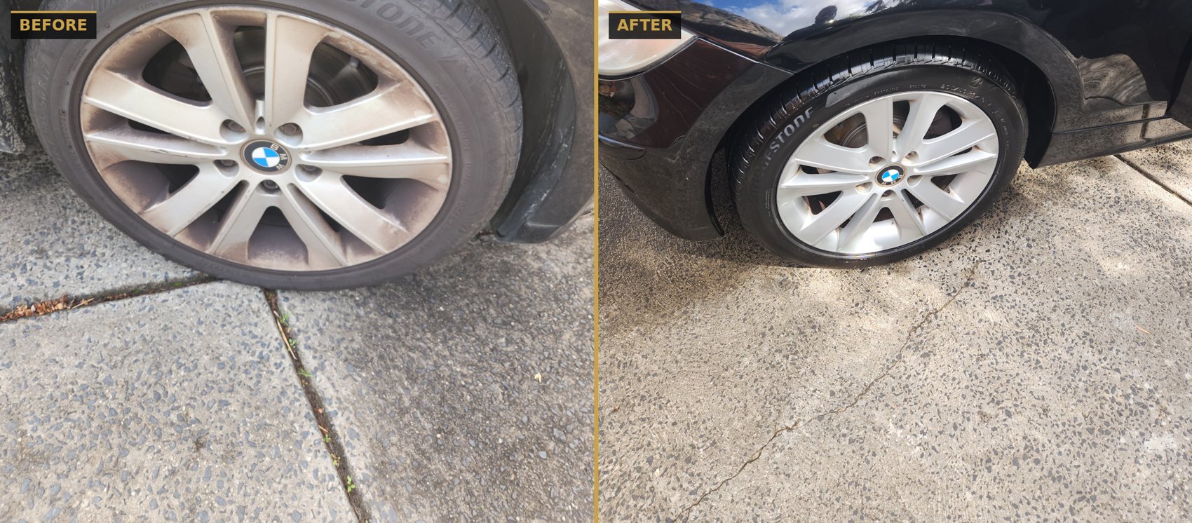 Before and after wheel and exterior detail by CommandaPro